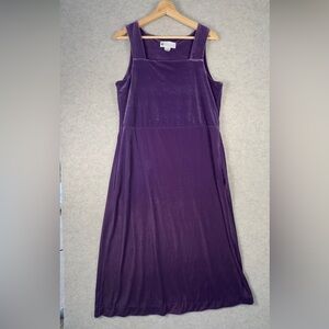 Ella Simone Velour Midi Vintage Style Dress Purple Stretch Sleeveless Womens S